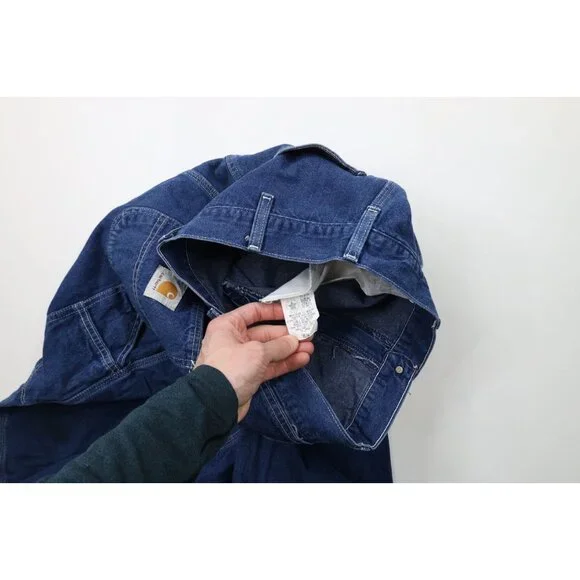 Vintage 90s Carhartt Mens 34x34 Distressed Spell Out Wide Leg Dungaree Jeans USA